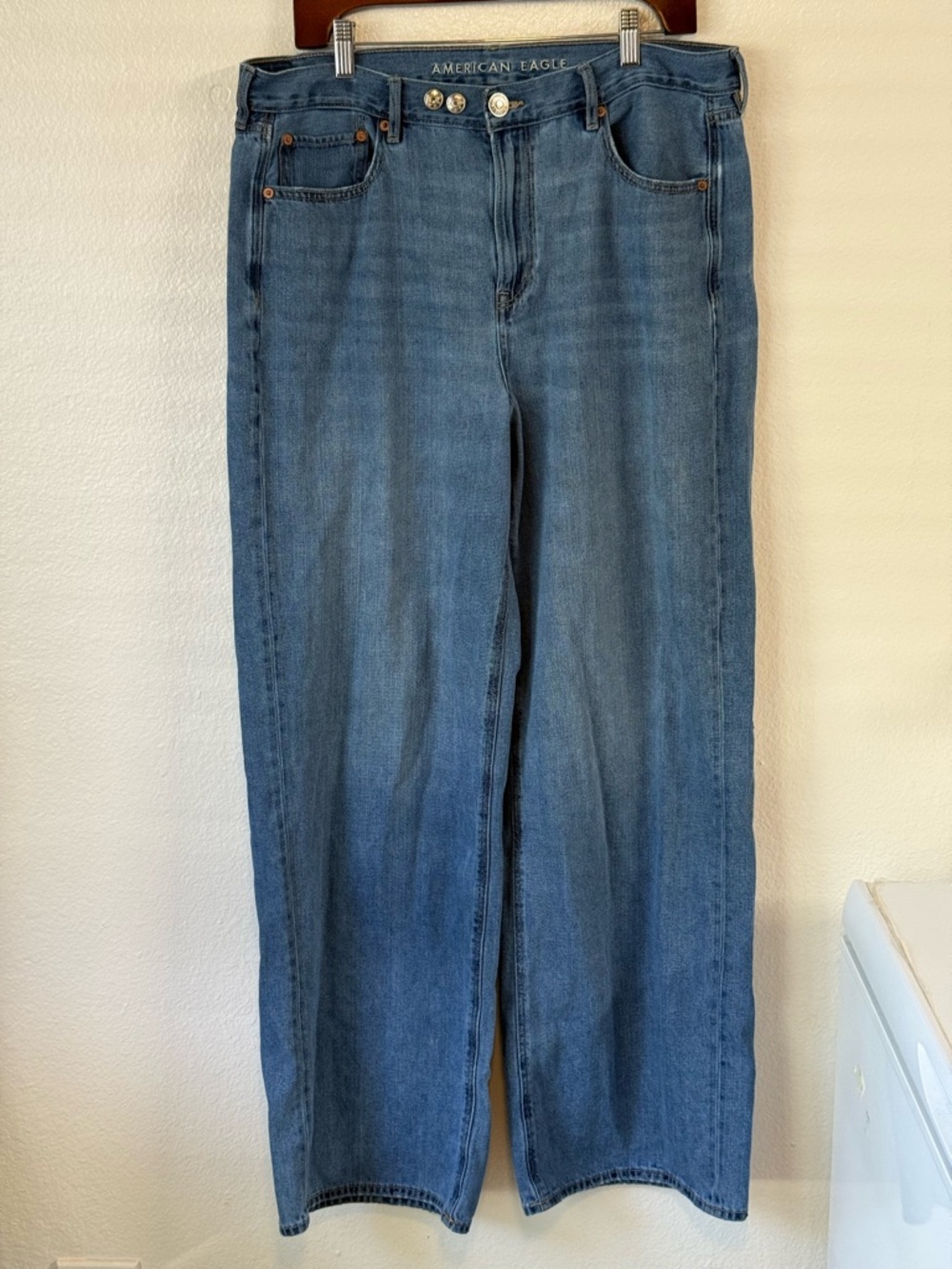 American Eagle Outfitters Women's Straight-Leg Jeans Blue Size 16 L Bohemian